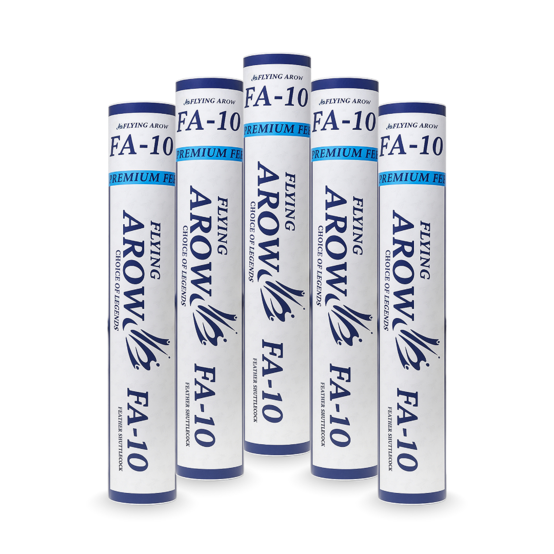 Flying Arow FA-10 Feather Shuttlecock Pack of 5 Tubes (Best Value Bulk).