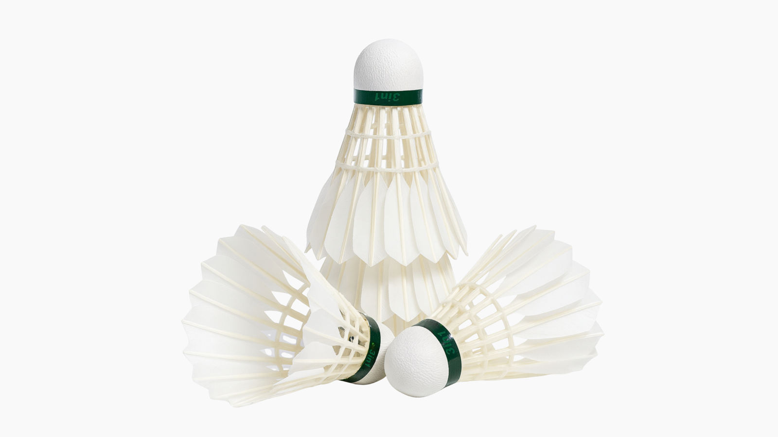 Two Flying Arow Hybrid 3in1 Shuttlecocks with natural cork base for training and club use.