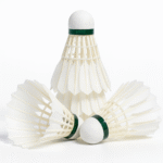 Three Flying Arow Hybrid 3in1 Shuttlecocks with natural cork base for training and club use.