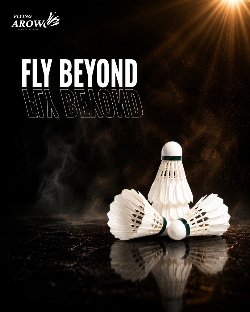 Flying Arow premium badminton shuttlecock, feather shuttlecock, hybrid shuttlecock and pickleball paddle for tournament performance